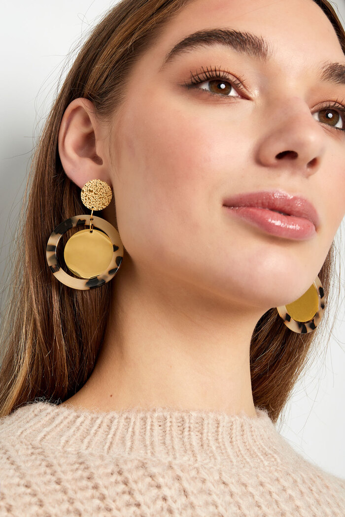 Boucles d'oreilles cercles avec imprimé - doré/beige Image2